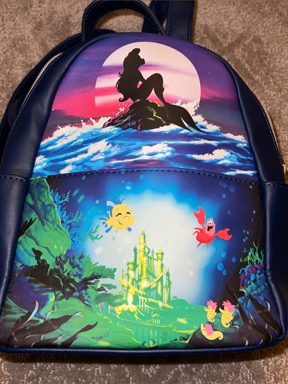 Loungefly Disney Little Mermaid Ariel Silhouette & Flounder Mini Backpack